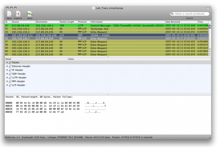 Cocoa Packet Analyzer